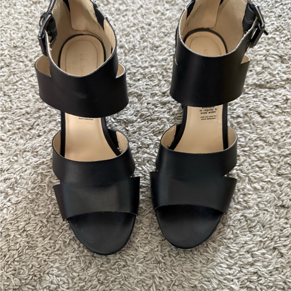 Black Women's Strappy Block Heel Sandals